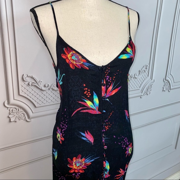 Rusty Long Black Fitted Front Button Up Dress | Size M - Picture 3 of 11